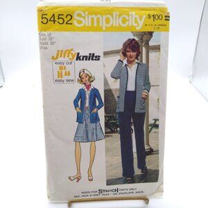 Vintage Sewing PATTERN Simplicity 5452, Jiffy Knit Misses 1972 Simple to Sew